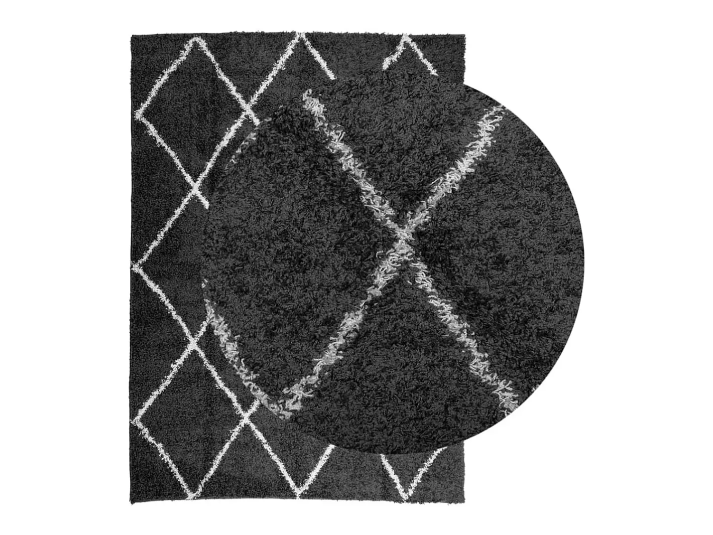 Alfombra moderna de pelo largo en color negro y crema de 200 x 280 cm Multicolor Outlet