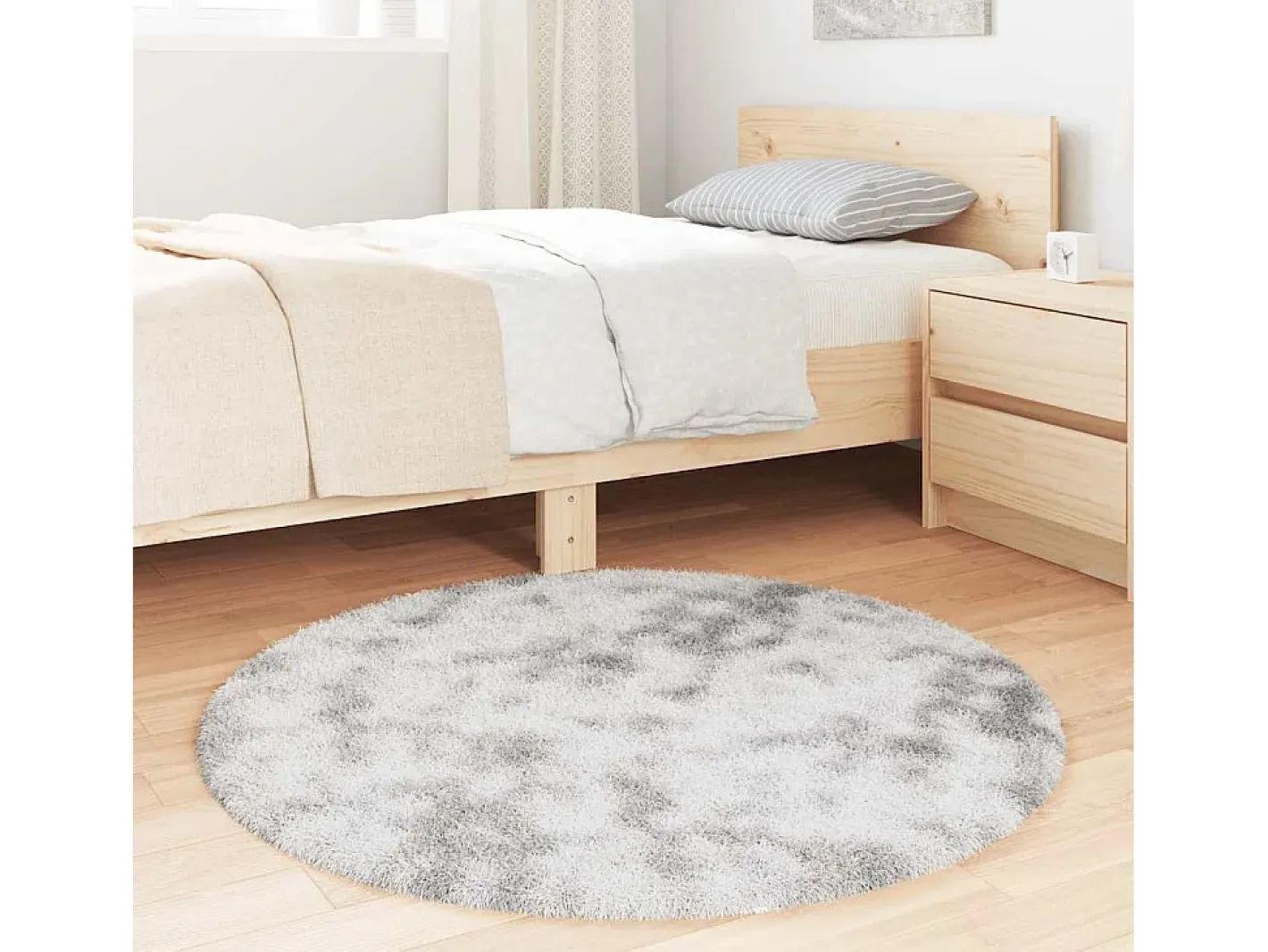 Alfombra NAVARRA Shaggy Plata 100x100 cm Gris Clearance