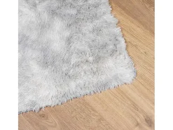 Alfombra De Cocina-Alfombra NAVARRA Shaggy Plata 60x100 cm Gris