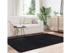 Clearance Alfombra NAVARRA Shaggy Negra 130x200 cm Poliéster Negro