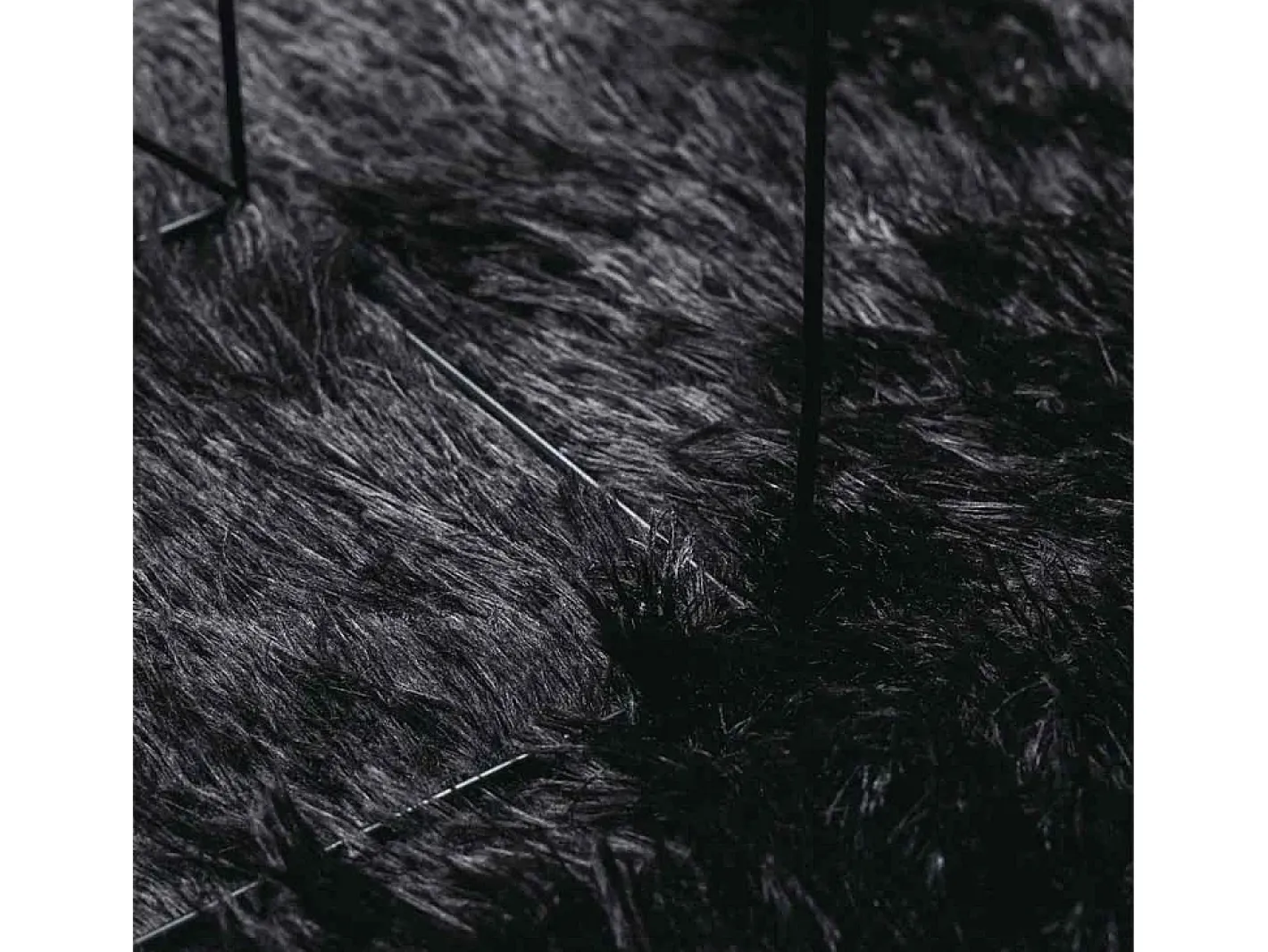 Clearance Alfombra NAVARRA Shaggy Negra 130x200 cm Poliéster Negro