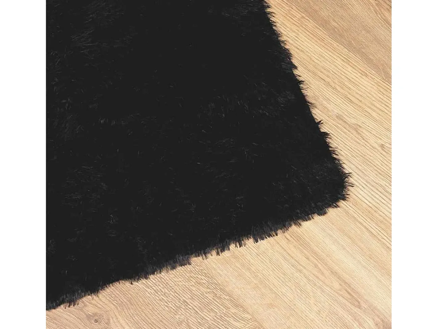 Clearance Alfombra NAVARRA Shaggy Negra 130x200 cm Poliéster Negro