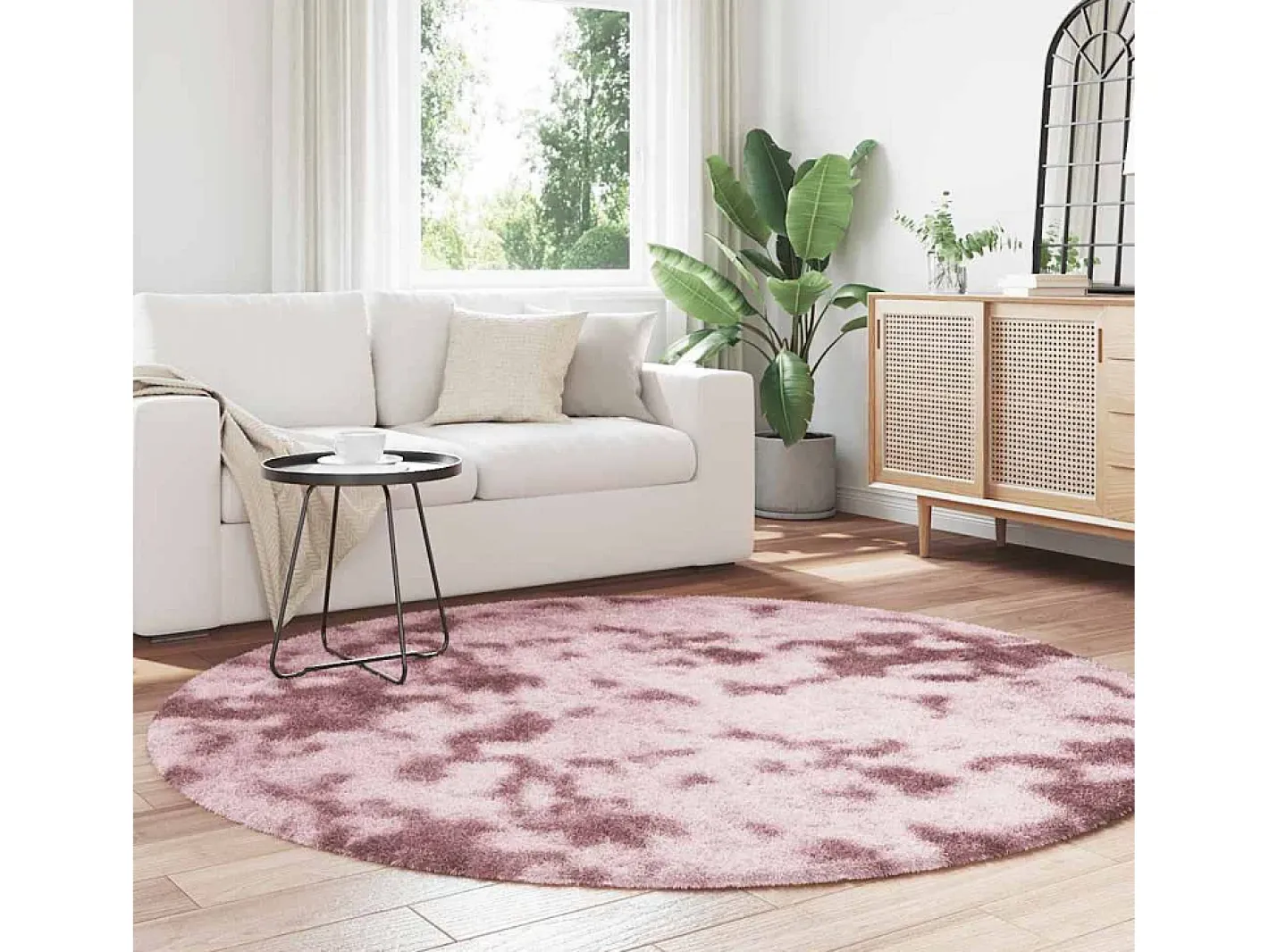Alfombra NAVARRA Shaggy Empolvado 200x200 cm Rosa New