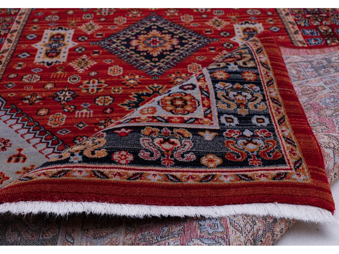 Alfombra De Salón-Alfombra oriental tejida de lana 120x145 cm Multi Saharna Rojo