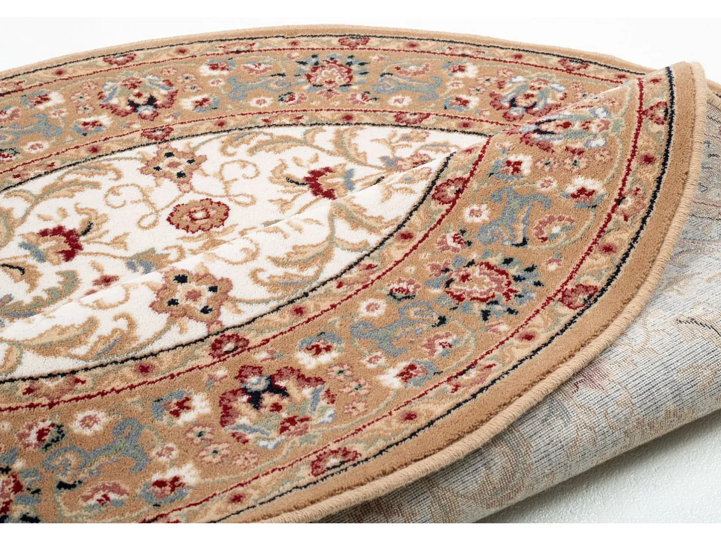 Clearance Alfombra oriental tejida con ribete 240x240 cm Dolna Beige
