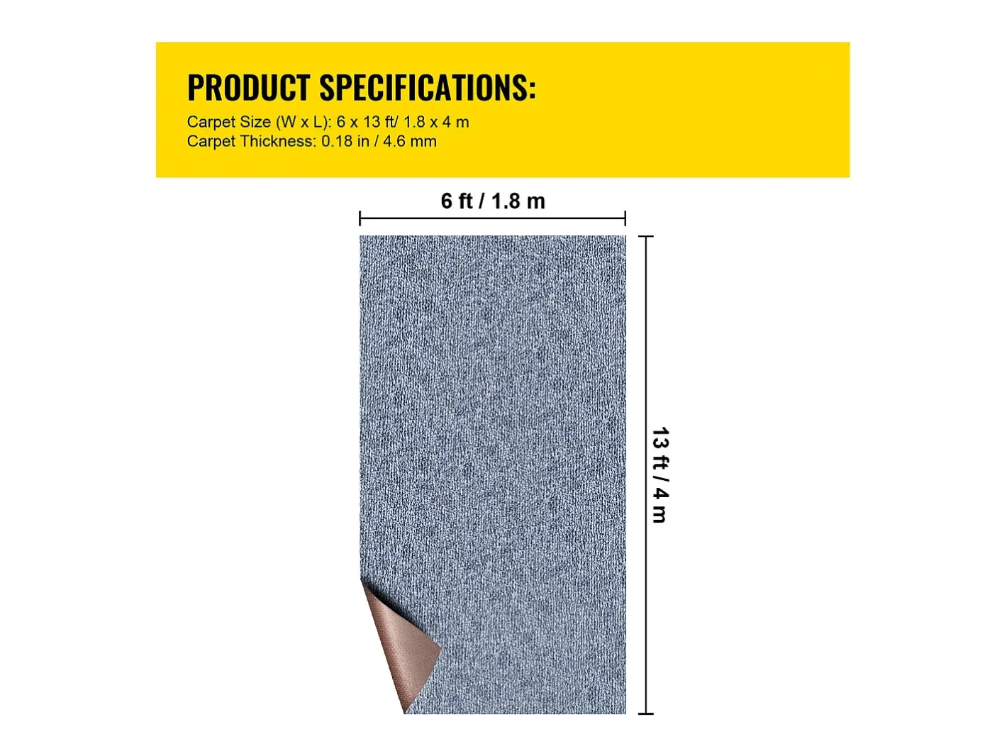 Alfombra para Interior y Exterior SucceBuy, 1,8 x 4 m, Alfombra Marina , Antideslizante para Interior/Exterior Gris