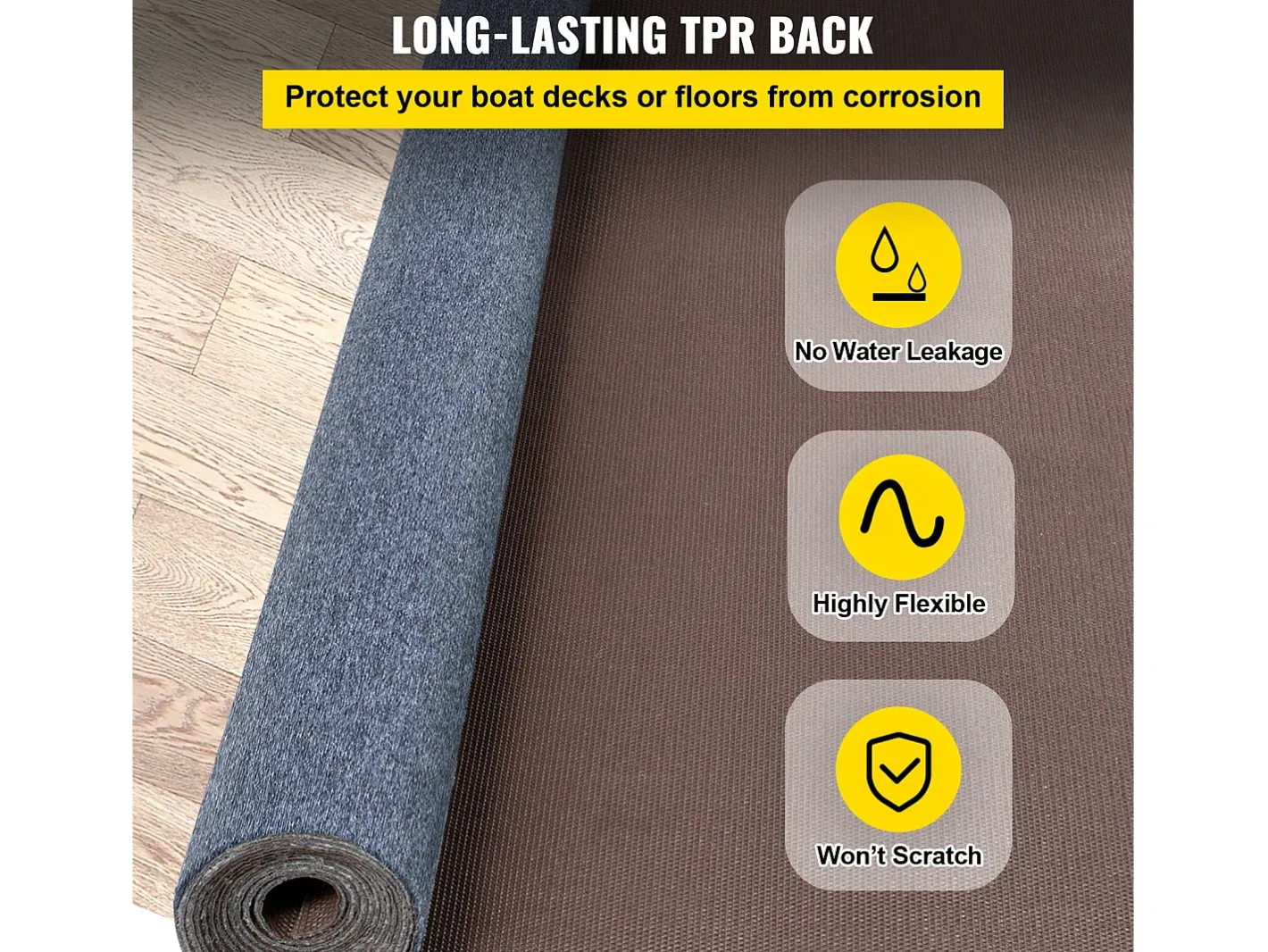 Alfombra para Interior y Exterior SucceBuy, 1,8 x 4 m, Alfombra Marina , Antideslizante para Interior/Exterior Gris