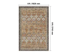 Alfombra De Salón-Alfombra para Salón SucceBuy, 1,8 x 2,7 m, Alfombra Grande para Dormitorio Lavable y Antideslizante, Suave y Cómoda, Estilo Vintage, Marrón y Verde Multicolor