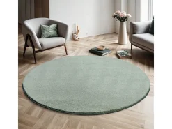 the carpet Alfombra pelo corto lavable antideslizante - Verde - 200 cm Redondo - RELAX Verde claro Discount