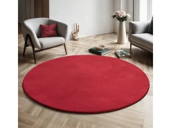 Outlet the carpet Alfombra pelo corto lavable antideslizante - - 120 cm Redondo - RELAX Rojo