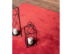 Outlet the carpet Alfombra pelo corto lavable antideslizante - - 120 cm Redondo - RELAX Rojo