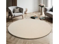 Clearance the carpet Alfombra pelo corto lavable antideslizante - - 120 cm Redondo - RELAX Beige