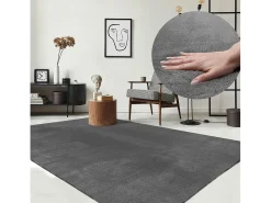 the carpet Alfombra pelo corto lavable antideslizante - Antracita - 160 x 220 cm - RELAX Gris antracita