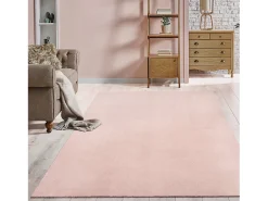 the carpet Alfombra pelo corto lavable antideslizante - Rosa - 140 x 200 cm - RELAX Rosa palo Best