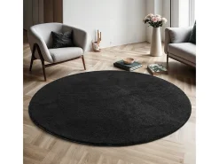 the carpet Alfombra pelo corto lavable antideslizante - - 120 cm Redondo - RELAX Negro Outlet