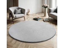 New the carpet Alfombra pelo corto lavable antideslizante - - 200 cm Redondo - RELAX Gris