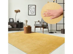 the carpet Alfombra pelo corto lavable antideslizante - Oro - 80 x 150 cm - RELAX Dorado Best
