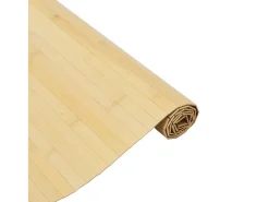 New Alfombra rectangular de bambú natural claro 80x300 cm Beige