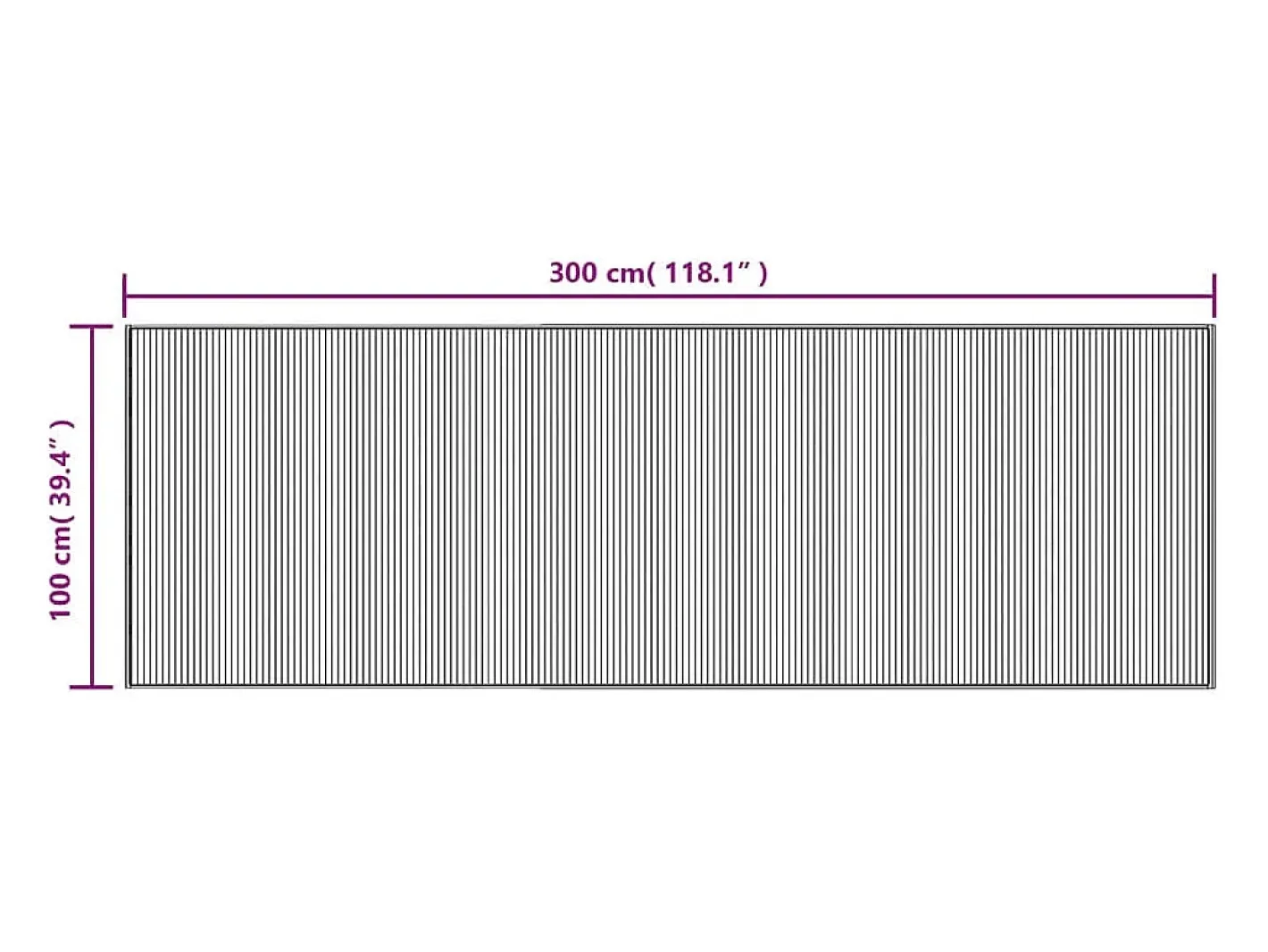 Alfombra rectangular 100x300 cm bambú Gris Clearance