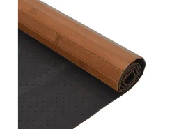 Alfombra De Cocina-Alfombra rectangular marrón 60x500 cm bambú Marru00f3n