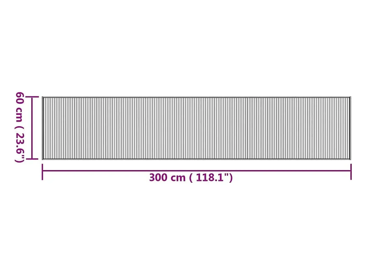 Alfombra rectangular natural de bambú 60x300 cm Marru00f3n New