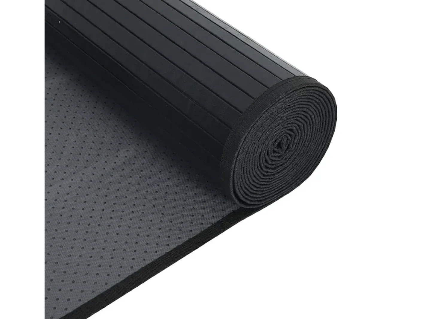 Clearance Alfombra rectangular negra de bambú 70x100 cm Negro