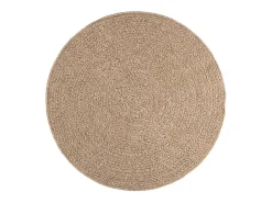 Alfombra De Exterior|Alfombra Redonda-Alfombra redonda de 120 cm con aspecto de yute para interiores y exteriores Beige