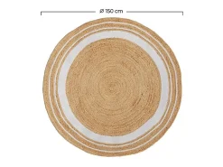 Online Rendez-Vous Déco Alfombra redonda de yute y natural con borde blanco D150 cm - Anaïs Beige