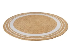 Online Rendez-Vous Déco Alfombra redonda de yute y natural con borde blanco D150 cm - Anaïs Beige