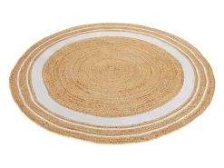 Online Rendez-Vous Déco Alfombra redonda de yute y natural con borde blanco D150 cm - Anaïs Beige