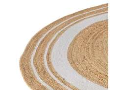 Online Rendez-Vous Déco Alfombra redonda de yute y natural con borde blanco D150 cm - Anaïs Beige