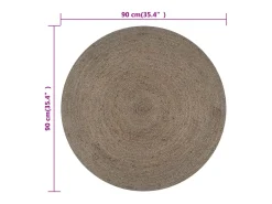Alfombra De Cocina|Alfombra Redonda-Alfombra redonda de yute hecha a mano, 90 cm, color Gris