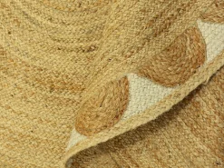 OZAIA Alfombra De Salón|Alfombra Redonda-Alfombra redonda floral 100% yute - D. 150 cm - Natural - INDIRA Color natural claro