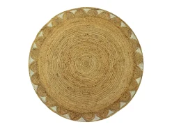 OZAIA Alfombra redonda floral 100% yute - D. 200 cm - Natural - INDIRA Color natural claro Outlet