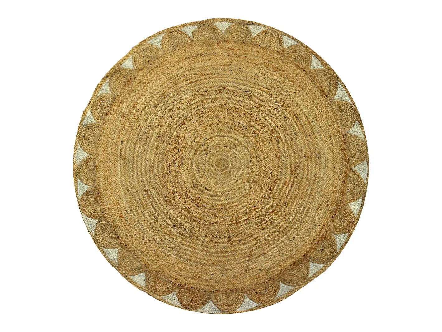 OZAIA Alfombra redonda floral 100% yute - D. 200 cm - Natural - INDIRA Color natural claro Outlet