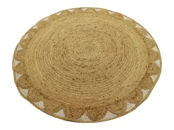 OZAIA Alfombra redonda floral 100% yute - D. 200 cm - Natural - INDIRA Color natural claro Outlet