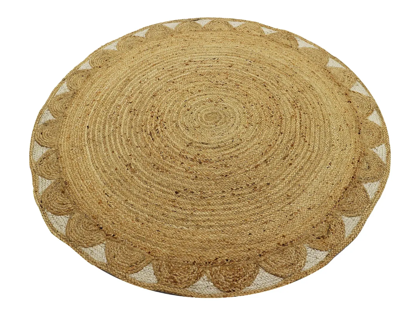 OZAIA Alfombra redonda floral 100% yute - D. 200 cm - Natural - INDIRA Color natural claro Outlet