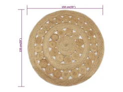 Clicnbuy Alfombra De Salón|Alfombra Redonda-Alfombra redonda yute trenzado con diseño 150 cm Beige