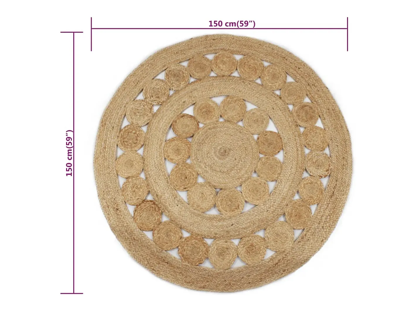 Clicnbuy Alfombra De Salón|Alfombra Redonda-Alfombra redonda yute trenzado con diseño 150 cm Beige