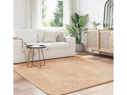 Alfombra De Cocina|Alfombra Redonda-Alfombra shaggy de pelo largo NAVARRA 200x200 cm poliéster Beige