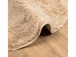 Alfombra De Cocina|Alfombra Redonda-Alfombra shaggy de pelo largo NAVARRA 200x200 cm poliéster Beige