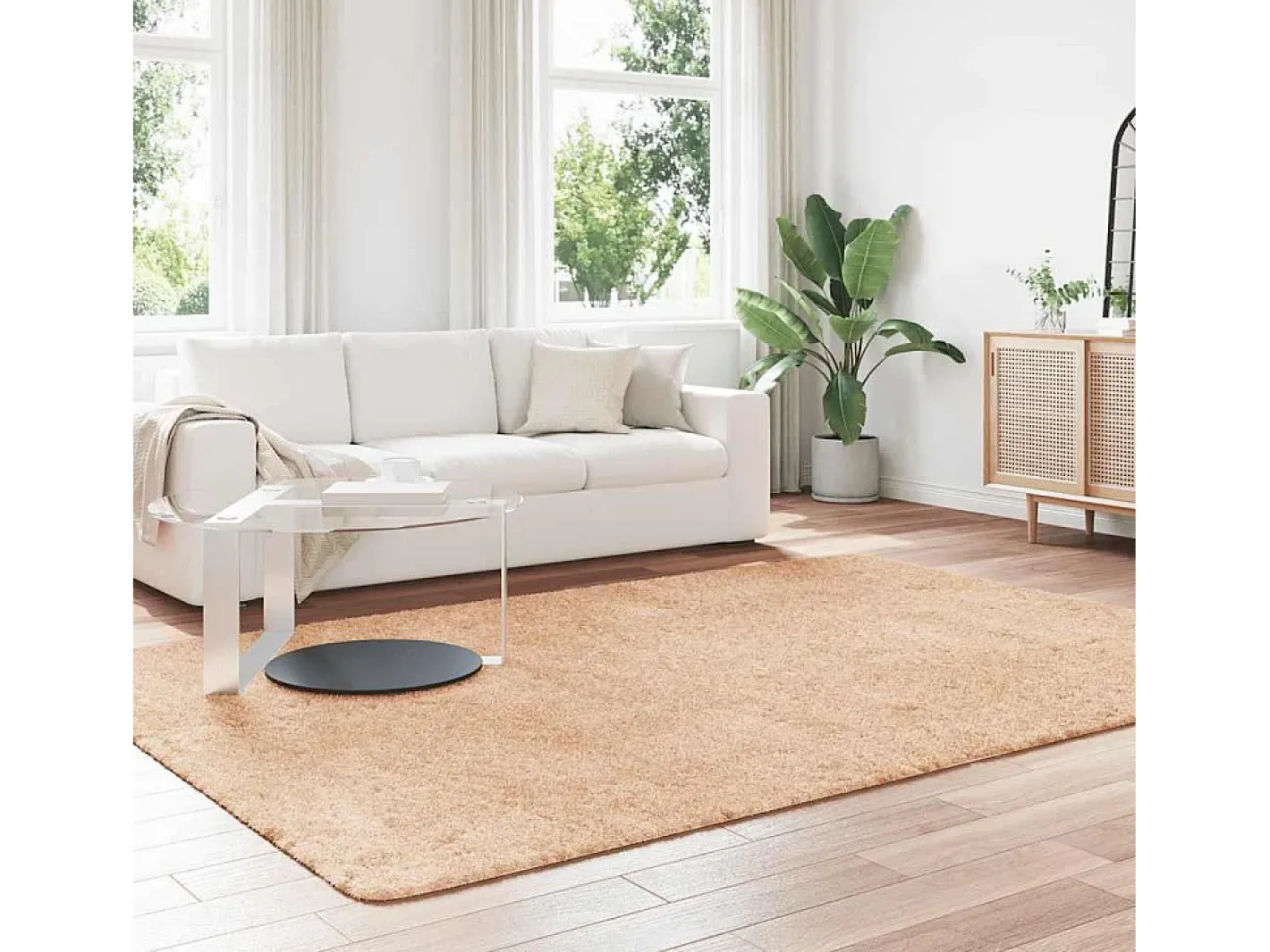 Alfombra shaggy de pelo largo NAVARRA 200x290 cm poliéster Beige Online