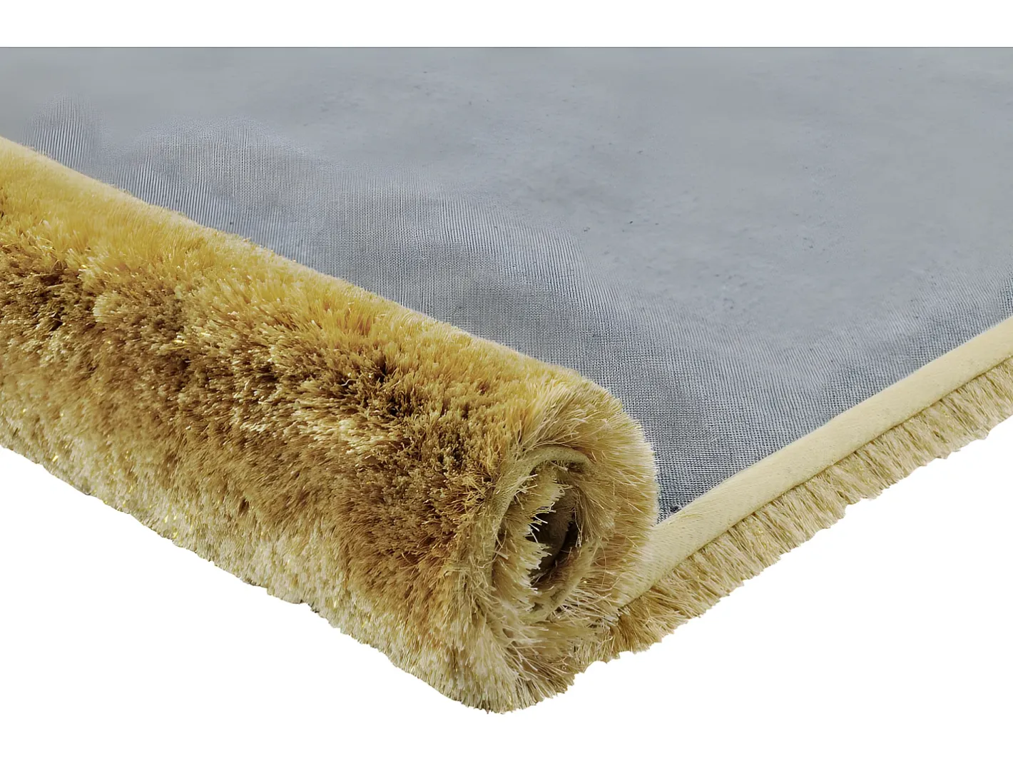 New OZAIA Alfombra shaggy de pelo largo - Dorada - 160 x 230 cm - poliéster - GLITTER Dorado
