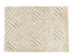 OZAIA Alfombra De Salón-Alfombra shaggy de pelo largo en relieve - 160 x 230 cm - Blanco roto - MAZE Crema