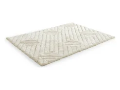 OZAIA Alfombra De Salón-Alfombra shaggy de pelo largo en relieve - 160 x 230 cm - Blanco roto - MAZE Crema