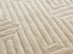 OZAIA Alfombra De Salón-Alfombra shaggy de pelo largo en relieve - 160 x 230 cm - Blanco roto - MAZE Crema