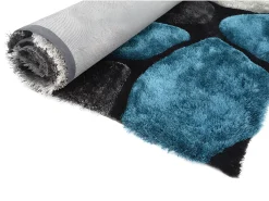 OZAIA Alfombra De Salón-Alfombra shaggy turquesa y gris poliéster 140x200 cm PIETRA Azul turquesa