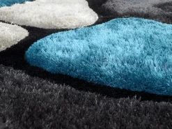 OZAIA Alfombra De Salón-Alfombra shaggy turquesa y gris poliéster 140x200 cm PIETRA Azul turquesa