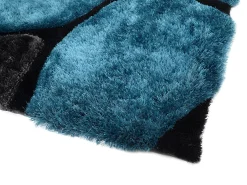 OZAIA Alfombra De Salón-Alfombra shaggy turquesa y gris poliéster 140x200 cm PIETRA Azul turquesa