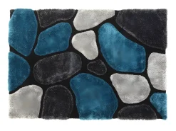 OZAIA Alfombra De Salón-Alfombra shaggy turquesa y gris poliéster 160x230 cm PIETRA Azul turquesa